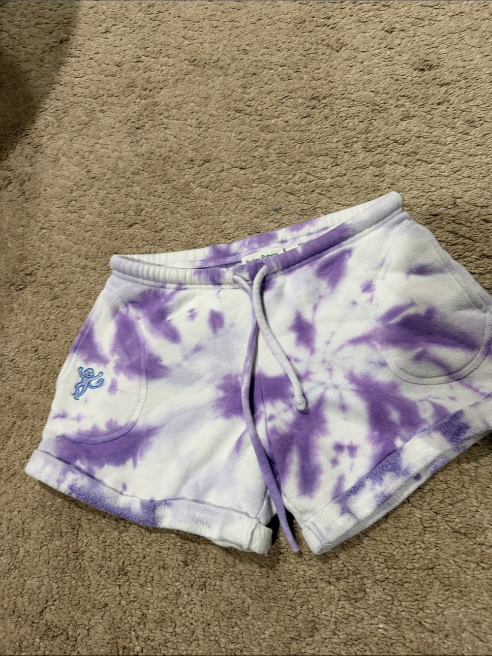Roller Rabbit Purple & White Tie-Dye Athletic Shorts
